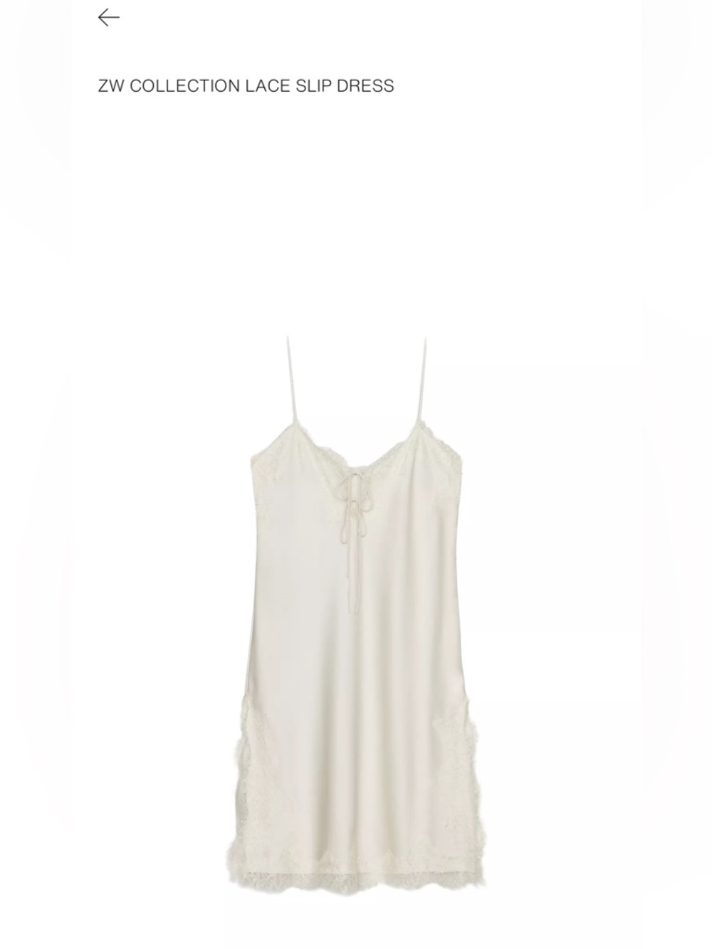 ZARA NWT, Ivory Lace-Trim Slip Dress